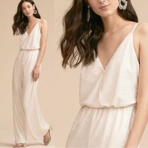 Aidan Mattox BHLDN Bridal Sequin Jumpsuit in Ivory Size 14